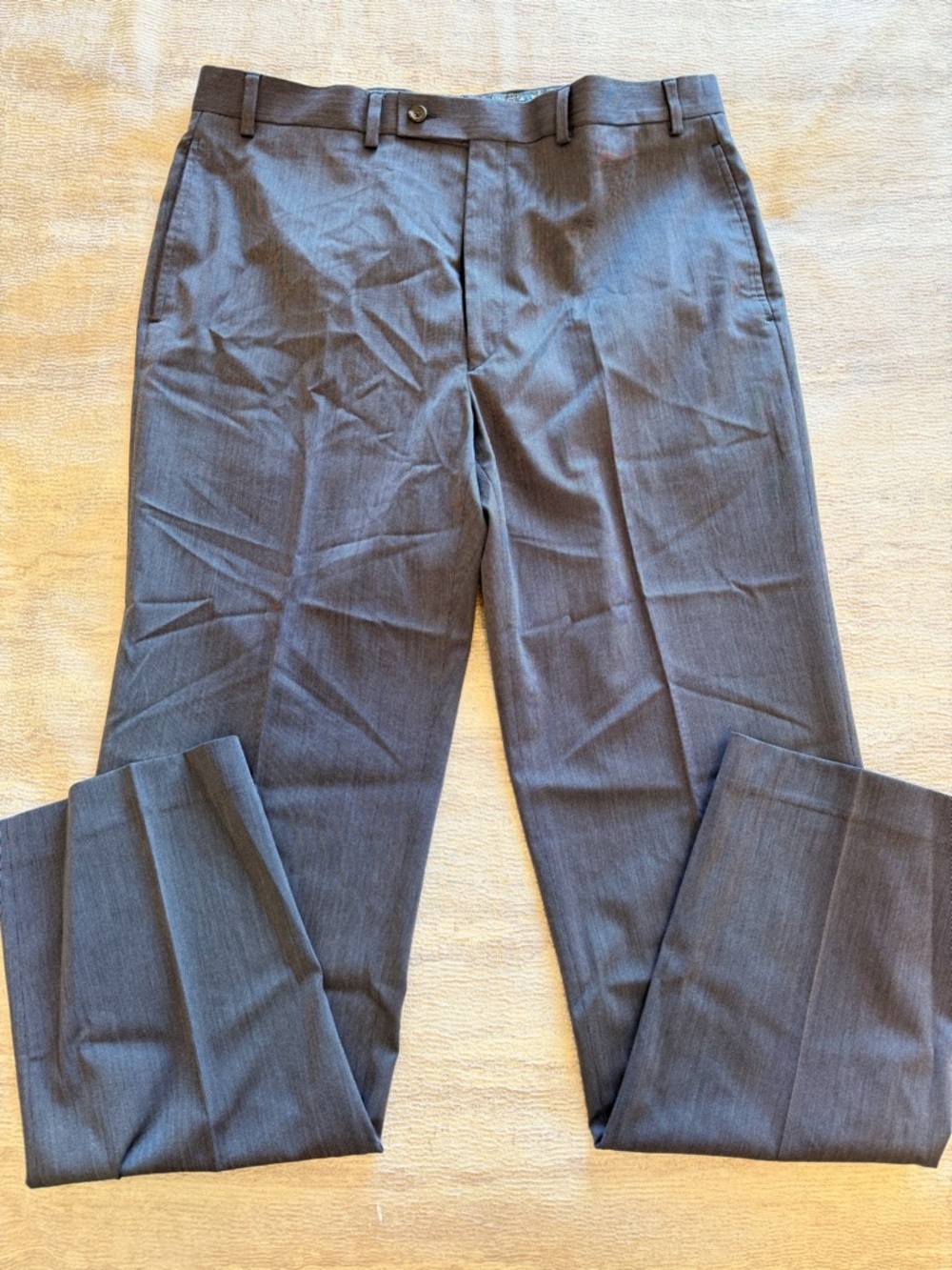 Ralph Lauren Men's Classic Flat-Front Dress Pants in Charcoal Gray, Size 36X34